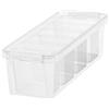 SmartStore Scatola di stoccaggio piccola in plastica da 3.5L con 4 inserti e coperchio - Garanzia di 10 Anni - Sicura per Alimenti - Chiusura con Clip - L38 x P14 x A11 cm