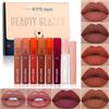 Beauty Searcher Set di rossetti liquidi, 6 pezzi di rossetto liquido opaco + 1 pezzo di balsamo per le labbra + 1 pezzo di set per il trucco dell'olio per le labbra, set di trucco per le labbra a lunga durata