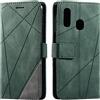 Vankii Cover per Samsung Galaxy A20E, Flip Caso Libro Premium Portafoglio Custodia in Pelle PU Magnetica,Custodia Pelle Sintetica TPU Silicone Antiurto,Funzione Supporto Slot Schede (Verde)
