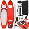 vidaXL AX Tavola Surf Sup Gonfiabile 300x76x10cm Rosso Paddle Board Remo Sedile + 93382
