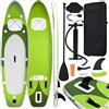 vidaXL AX Tavola Surf Sup Gonfiabile 300x76x10cm Verde Paddle Board Remo Sedile + 93383