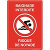 AUA SIGNALETIQUE - Pannello preforato con angoli arrotondati - Baciade divieto di Noyade - 210 x 300 mm, Alluminio Dibond 3 mm