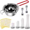 BINJCE Kit Candele Fai Da Te, 200 Pz, Stoppini candela, Crogiolo Cioccolato, Supporto, Profumate, Bianche, Decorative (ST-01)