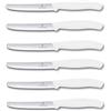 Victorinox - Set coltelli da cucina, 6 pezzi, (11 cm, lama dentata molto tagliente, coltelli da tavola, manici ergonomici, lavabili in lavastoviglie), Cromo, Modello speciale bianco., 6 pezzi
