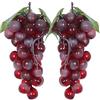 WADY 2 pezzi decorativi in plastica, uva da vino, frutta artificiale, frutta in plastica, decorazione per frutta artificiale, frutta e verdura, 2 x 17 cm (rosso)
