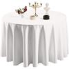 IFIKK Tovaglia Rotonda, Poliestere Tovaglie per Tavolo Circolare Copertura Antipolvere, Copritavolo per Buffet, Ristorante, Matrimonio, Festa, Varie Dimensioni (Bianco, Rotondo: 200cm)