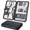 Keiby Citom Tagliaunghie Set Professionale - Grooming Kit Strumenti per Manicure e Pedicure (Nero-18pcs)