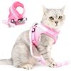 SELMAI Pettorina Gatto con Guinzaglio Riflettente Maglia Morbida Imbracatura per Cani Piccola Taglia Cucciolo Ragazzi No Pull Imbottito Cablaggi Regolabile Piombo per Kitten Chihuahua Yorkie Rosa XS