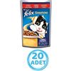 Felix Purina Felix Sensations Jellies Umido Gatto, Con Manzo e Pomodoro - 20 buste da 100 g ciascuna