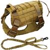 Wishdeal Pettorina tattica militare per cani K9 Gilet per cani da lavoro in nylon Bungee Guinzaglio per addestramento in esecuzione per cani di taglia media e grande pastore tedesco petto 66-90 cm