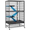 Yaheetech Gabbia per Coniglio Nano Criceti da Interno Esterno Animali Domestici Grande in Metallo con 4 Rotelle 78 x 51 x 137 cm Nera