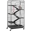 Yaheetech Gabbia per Coniglio Nano da Interno Esterno a 5 Ripiani Animali Domestici Grande in Metallo con 4 Rotelle Orientabili 64 x 43 x 131 cm Nera
