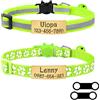 Uiopa 2pcs Collarino Gatto Antistrozzo + 2pcs Targhetta Cane con Incisione, Regolabile Collare Gatto Personalizzato con Fibbia di Sicurezzae Campana per Gattino e Cuccioli (Verde fluorescente)