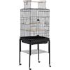 Yaheetech Gabbia per Uccelli Pappagalli Inseparabili Calopsite in Metallo con Carrello Rotelle Voliera per Uccelli con Tetto Apribile Nera 46 x 46 x 119 cm