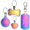 BKDZ in Acciaio Inox Pet ID Etichette, Etichette e del Cane Gatto Etichette Personalizzato. Anteriore e Posteriore Engraving.(L, Osso colorato)