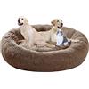 ping bu Letto per Cani Rotondo,Cuscino Gatti Letto Donut,Base Impermeabile Antiscivolo Lavabile Cuccia per Cani e Gatti,Cuccia Cane Morbida Taglia Grande,cucce per Cani da Interno (70cm,Marrone)