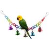 Keersi Altalena giocattolo con campanelli per uccellini e pappagalli, molto colorata, per cenerino, ara, parrocchetti, calopsitta, cacatuidi, parrocchetto frontecremisi, conuro; trespolo per gabbia