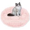 SPRINGOS - Cuccia per cani, rotonda, in pelliccia sintetica, confortevole, con fondo antiscivolo (80 cm, rosa cipria)
