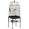 Yaheetech Gabbia per Uccelli Pappagalli Calopsite con Piedistallo in Metallo con Tetto Apribile Nera 46 x 46x 119 cm