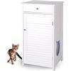 WONDERMAKE Mobile porta lettiera gatto, mobiletto porta lettiera grande in legno, armadio nicchia per gatti, casetta gatto, modulo mobili per gatti, 51 x 46 x 96 cm, bianco
