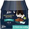 Felix Purina Sfilaccetti Rustici Cibo Umido per Gatti con Tonno e Salmone 48 buste da 80g