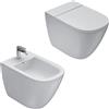 Ceramica Globo - Stockholm 58 cm filomuro Wc + bidet + coprivaso soft (LA001+LA009+LAR20)