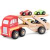 Woet® Camion Trasporta Auto Giocattolo in Legno per Bambini - Con 2 Veicoli da Costruzione - Set Veicoli - Giocattolo di Imitazione - A Partire da 2 Anni