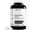 Hivital Foods Zinco 25 mg di Bisglicinato di Zinco. 400 compresse vegane per più di un anno di trattamento. Zinc elementare di altissima qualità. Prodotto in Europa da HIVITAL