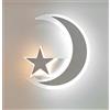damastoreitalia Universo Applique a led illuminazione per interno 11W lampada da parete moderna a forma di luna e stella (Luna a luce fredda con stella luce calda)