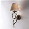 BeLight Applique in ferro laccato marrone con decorazione oro antico e paralume diametro 13 in pvc effetto tessuto juta 1 luce