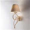 BeLight Applique in ferro laccato avorio con decorazione oro antico e paralume diametro 13 in pvc effetto tessuto juta 1 luce