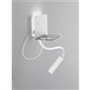 Perenz Illumina Applique in metallo verniciato bianco Level LED 6W + 3W faretto spot 3000K CRI?80 220-240V 50/60Hz 309Lm + 147Lm faretto spot Doppio interruttore on/off sulla base Porta USB (5V 0.6A)