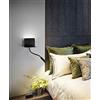 Perenz Illumina Applique in metallo verniciato nero Level LED 6W + 3W faretto spot 3000K CRI?80 220-240V 50/60Hz 309Lm + 147Lm faretto spot Doppio interruttore on/off sulla base Porta USB (5V 0.6A