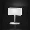 Perenz Illumina Lampada da tavolo cromo spazzolato Para hotel Interruttore on/off sul cavo 1 luce attacco E14 paralume Bianco