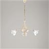 BeLight Lampadario in ferro laccato avorio con decorazione oro antico e diffusori in vetro diametro 14 alabastro bianchi 3 luci