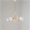 BeLight Lampadario in ferro laccato avorio con decorazione oro antico e diffusori in vetro diametro 14 alabastro bianchi 5 luci