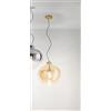 Perenz Illumina Sospensione vetro ambra specchiato sfumato e ottone brunito Bowl 1 luce attacco E27 d.36,5cm
