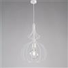 BeLight Sospensione in ferro laccato bianco con decorazione argento antico con cavo elettrico ricoperto in tessuto intrecciato regolabile 1 luce