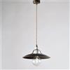 BeLight Sospensione in ferro laccato marrone con decorazione oro antico e rifiniture bianche con cavo elettrico ricoperto in tessuto intrecciato regolabile 1 luce