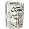 Nostalgic-Art Salvadanaio retrò 600 ml Ford Mustang - Horse & Stripes Logo - Idea regalo per gli appassionati di accessori Ford, salvadanaio in metallo vintage