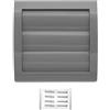 H&C VENT Griglia di ventilazione 125 mm Diametro 190 x 190 mm Copertura di scarico grigia con lamelle mobili e protezione contro gli insetti - Tappo per condotto HVAC in ABS