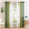 MIULEE Tende Voile in Poliestere Trasparenti Occhielli Sfumato per Soggiorno Camera da Letto Bagno Cucina Camera da Bambino Tenda Finestra Balcone Casa con 2 Pannelli 140X225CM Verde Oliva