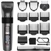 Hatteker Tagliacapelli uomo professionale Tagliabarba a batteria Regolabarba uomo a velocità regolabile Kit di taglio per capelli USB ricaricabile impermeabile