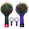 Funky Brush, spazzola per capelli rainbow multifunzione, volumizzante, con specchio integrato e funzione massaggio, maneggevole e mobile, colore nero