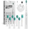 SEAGO Spazzolino elettrico sonico spazzolino da denti spazzolino elettrico ricaricabile tramite USB 5 modalità e 8 testine spazzolino da denti (bianco)