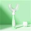ZALUJMUS Spazzolino da Denti a Forma di U, Testina per Alimenti Morbidi in Silicone, Pulizia dei Denti Orali a 360° per Neonati e Bambini Formazione Manuale (Verde, per 6-12 Anni)
