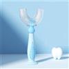 ZALUJMUS Spazzolino da Denti a Forma di U, Testina per Alimenti Morbidi in Silicone, Pulizia dei Denti Orali a 360° per Neonati e Bambini Formazione Manuale (Blu, per 6-12 Anni)