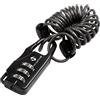 M-WAVE Pad Lock, Black, W/ 3 Digit Combination, with Mini-Spiral Cable 3 X 1200 Mm, Transparent Smoke Cover, On Card