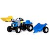 Rolly Toys Trattore a Pedali Kid New Holland T7550 con Ruspa e Rimorchio, Colore Blu, 161 x 47 x 55 cm, 023929