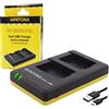 PATONA 1953 - Doppio caricabatterie USB per batteria - Compatibile con Olympus Li-90b Li-92b / Compatibile con Ricoh DB-110